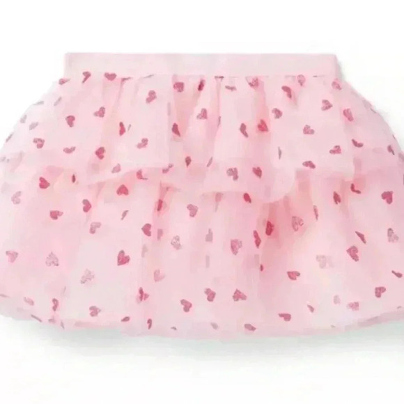 Janie and Jack pink tiered tulle sparkle hearts skirt 6-9 months - Picture 1 of 4